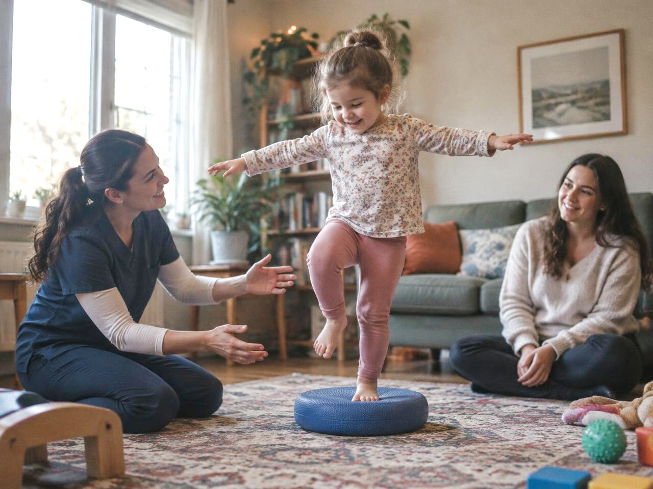 Pediatric physical therapy in a home setting